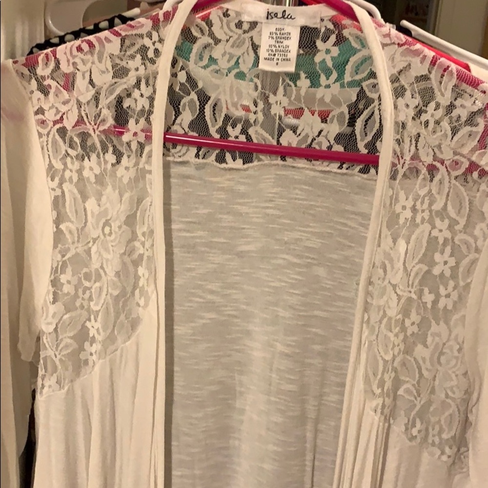 Isela white lacy cardigan